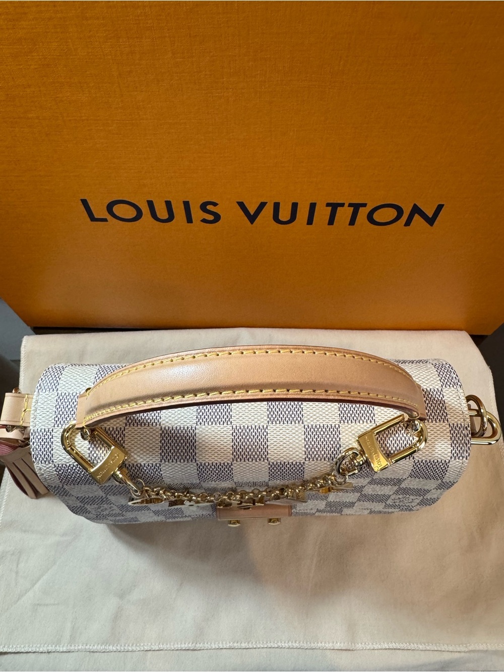 Louis Vuitton Damier Azur Canvas Top Handle Satchel with Gold Hardware - Picture 7 of 12